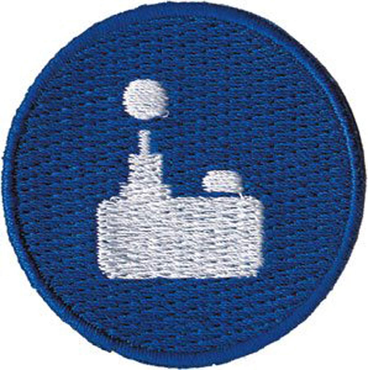 Video Games Blue Joystick Controller Round Patch - Embroidered Patch Applique
