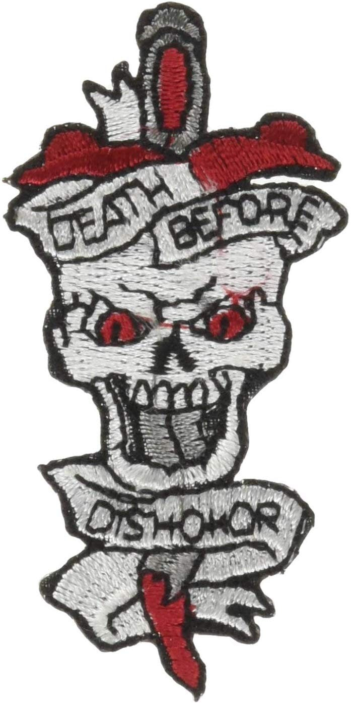 Skull Death Before Dishonor Patch - Embroidered Patch Applique Craft Supply