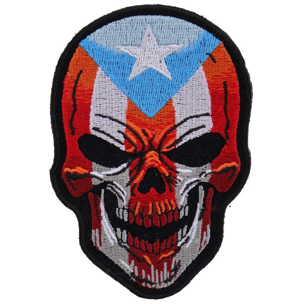 PUERTO RICAN SKULL Flag Biker Motorcycle Embroidered Patch