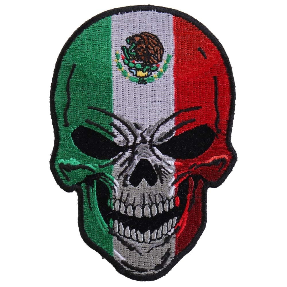 MEXICAN FLAG SKULL Biker Motorcycle Embroidered Patch