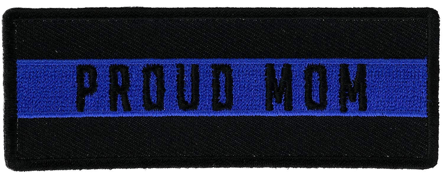 PROUD MOM Thin BLUE Line Stripe Police Law Enforcement Sheriff Embroidered Patch