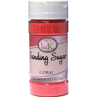 CORAL Sanding Sugar - For Cupcakes, Cakes, Cookies, Parties - 4 oz.