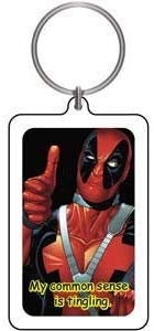 DEADPOOL Common Sense Double Sided Lucite Acrylic Keychain - Marvel Comics Keyring Keyfob