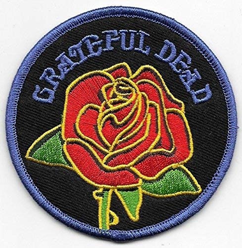 GRATEFUL DEAD Rose with Logo Patch - Embroidered Rock Band Patch Applique