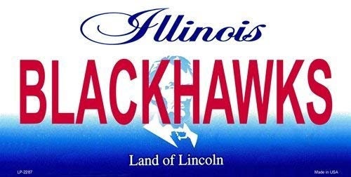 BLACKHAWKS Illinois State Background Metal License Plate