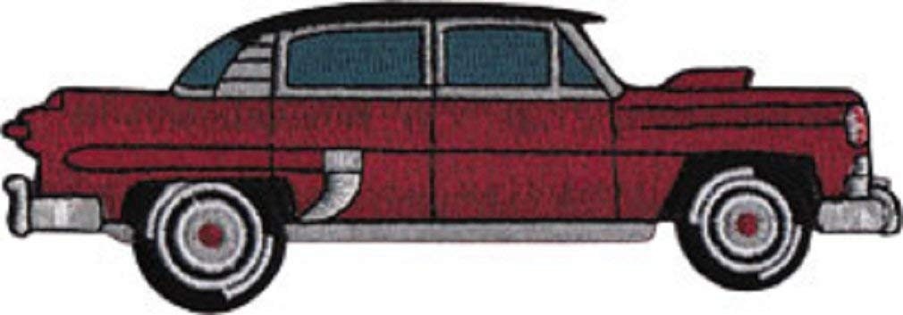 MAROON HOT ROD With Flames Patch - Embroidered Patch Applique Hot Rod - Car Culture