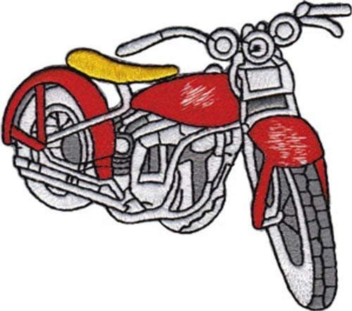 Vintage Motorcycle Patch - Embroidered Patch Applique - Red and Black Bike Retro