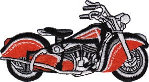Vintage Motorcycle Patch - Embroidered Patch Applique - Red & Black Bike Retro