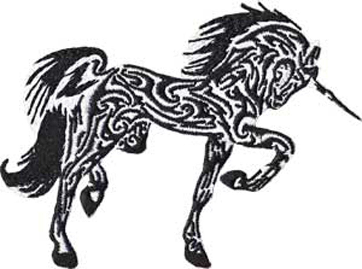 UNICORN Tribal Head Patch - Embroidered Patch Applique Fantasy Craft Supply
