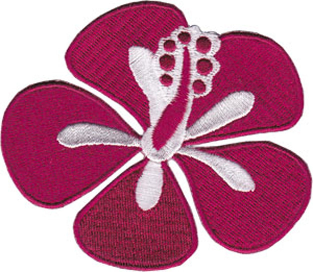 RED HIBISCUS Flower Patch - Embroidered Patch Applique Craft Supply