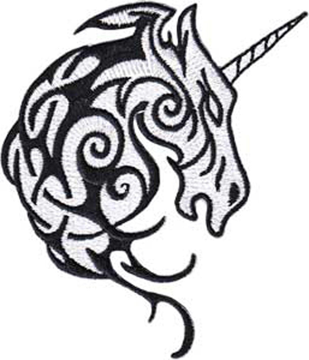 UNICORN HEAD Tribal Head Patch - Embroidered Patch Applique Fantasy Craft Supply