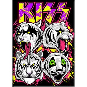 KISS White Tigers Logo Band Magnet for Refrigerators and Lockers - Rock Band