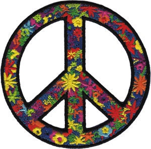 Flower Power Patch - Peace Sign Love Happiness Freedom Pride Embroidered Patch Applique