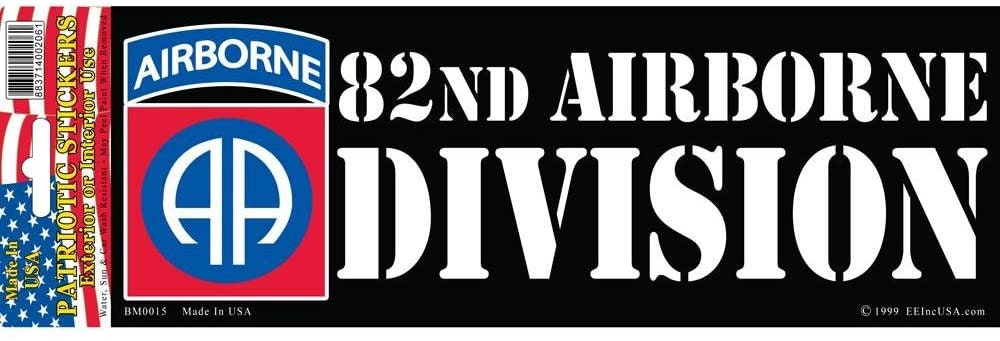 ARMY 82nd AIRBORNE DIVISION Bumper Sticker Decal - Veteran Vets Military Navy Marines Army Air Force