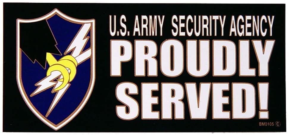 U.S. Army Security Agency PROUDLY SERVED! Bumper Sticker Decal - Veteran Vets Military Navy Marines Army Air Force Craft Supply