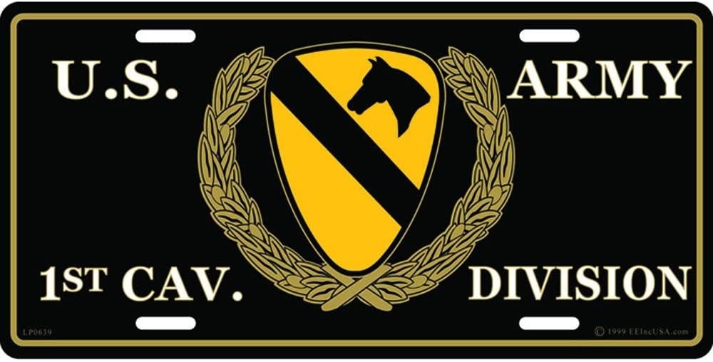 ARMY 1ST CAVALRY DIVISION Metal License Plate - Military Vet Veteran - United States Army First Team