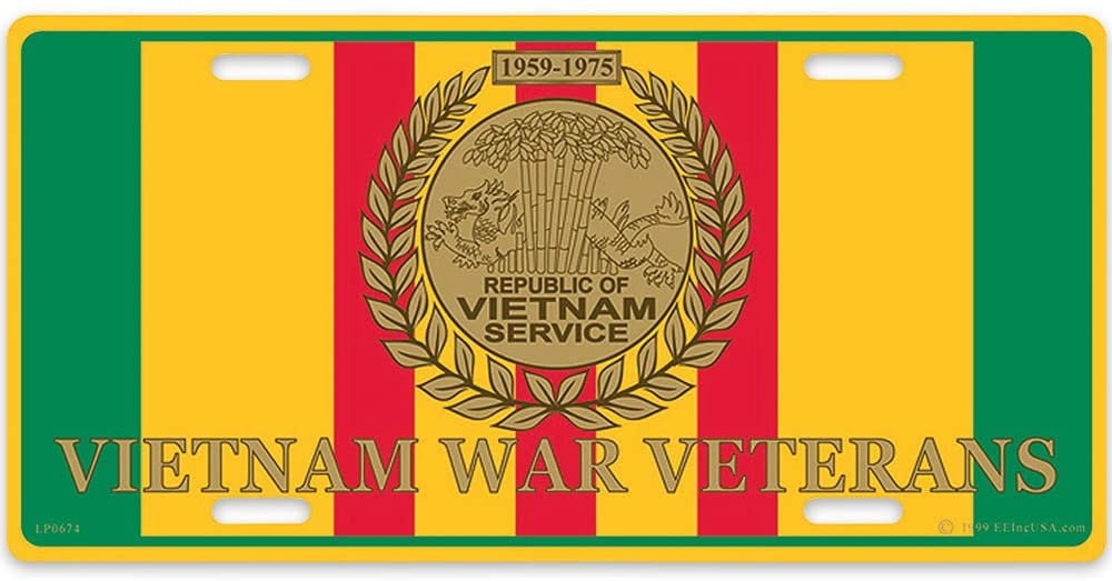 VIETNAM WAR VETERANS Ribbon Medal Metal License Plate - Military Vet Veteran - United States Army Marines