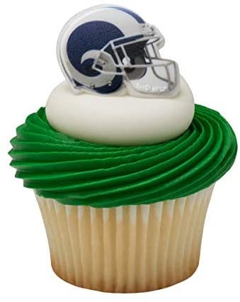 24 LOS ANGELES RAMS Cupcake Rings Nfl Cake Toppers for Birthday Party Decoration Super Bowl Craft Supply