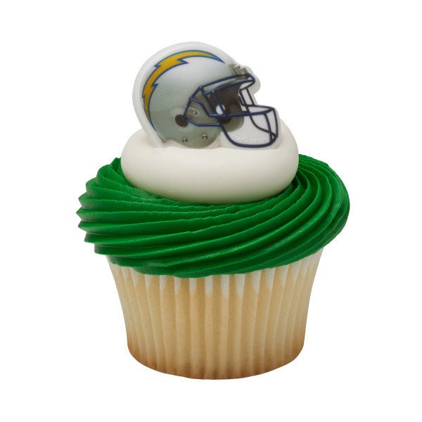 12 LOS ANGELES CHARGERS Cupcake Rings Nfl Cake Toppers for Birthday Party Decoration