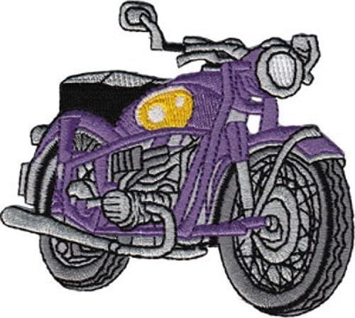 Pink Street Bike Vintage Motorcycle Patch - Embroidered Patch Applique - Purple and Pink Bike Retro