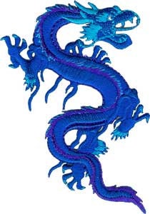 ROYAL BLUE DRAGON Patch - Embroidered Patch Applique Mystical