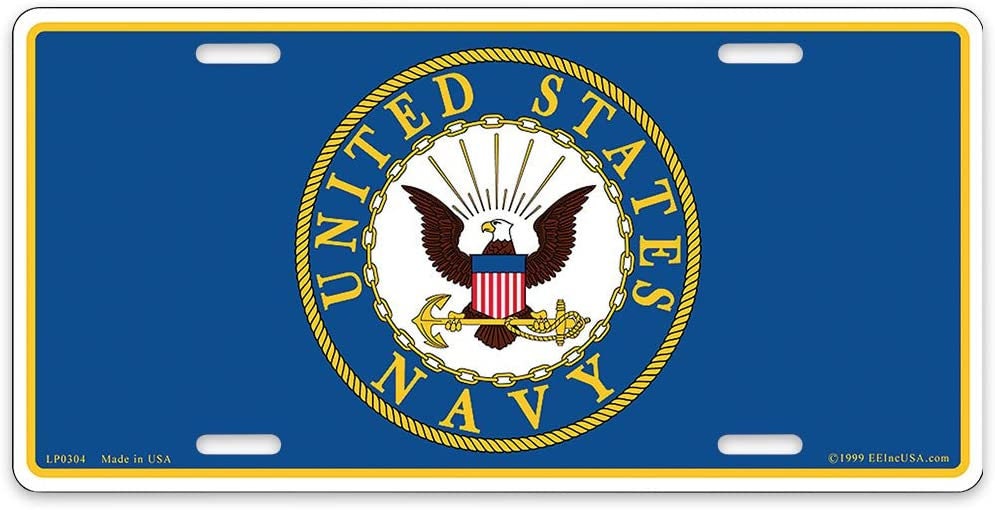 UNITED STATES NAVY Logo Metal License Plate - Military Vet Veteran Craft Supply