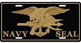 NAVY SEAL Trident Logo Metal License Plate - Military Vet Veteran - United States USN