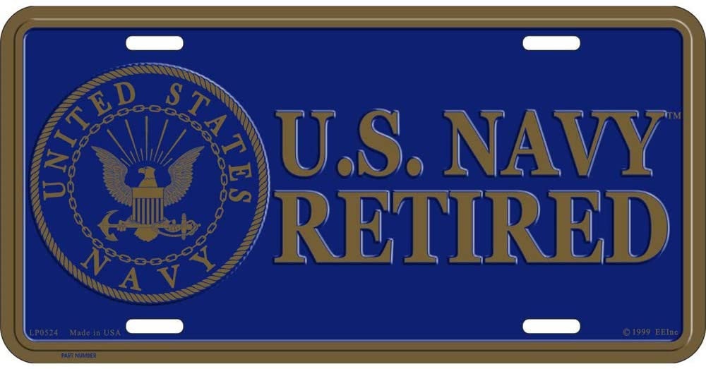 U.S. NAVY RETIRED Metal License Plate - Military Vet Veteran - United States USN