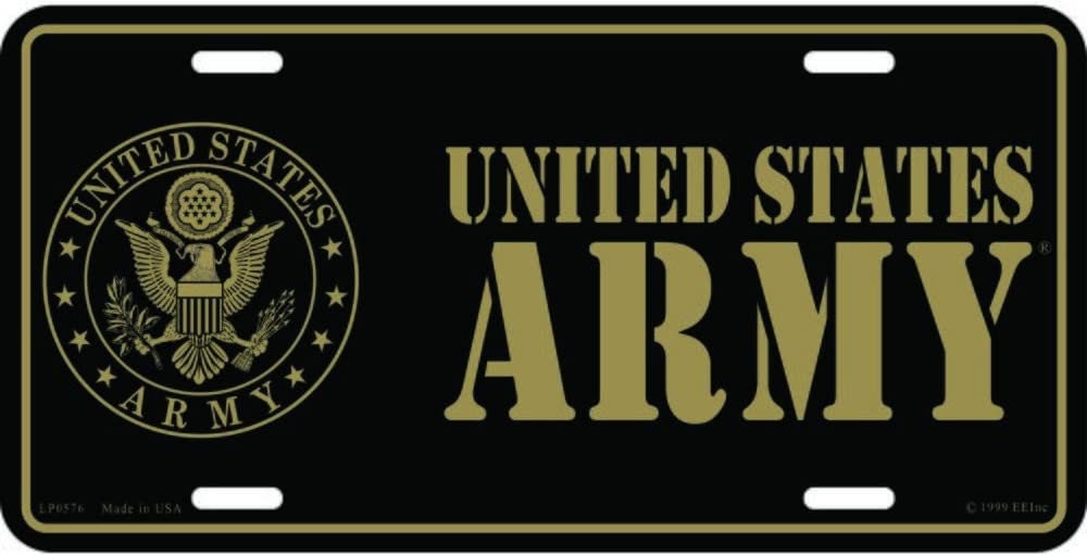 UNITED STATES ARMY Crest Logo Metal License Plate - Military Vet Veteran - United States Craft Supply
