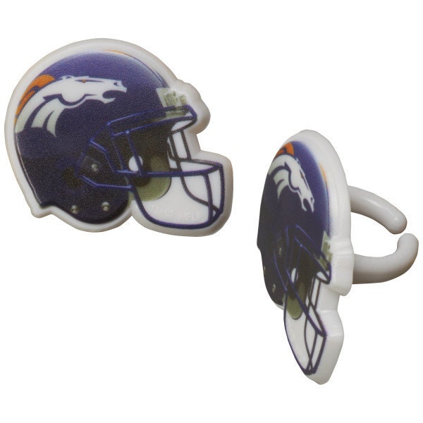 12 DENVER BRONCOS Cupcake Rings NFL Cake Toppers for Birthday Party Decoration