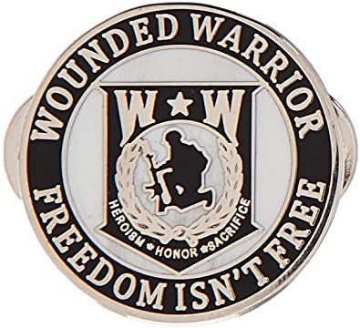WOUNDED WARRIOR Freedom Isn't Free Military Lapel Pin - Enamel Pin for Backpack Tie Shirt Trading Button Pinback