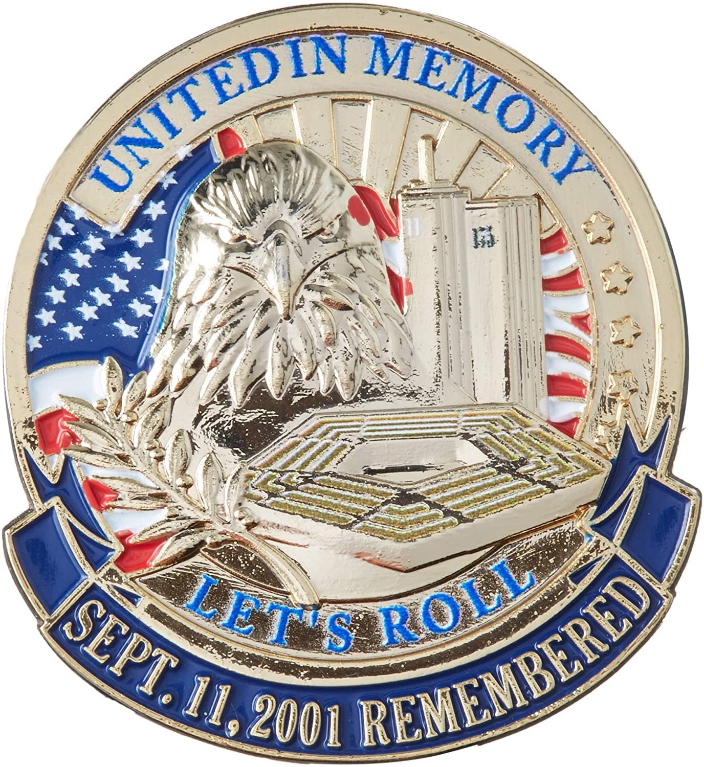 September 11 Remembered - 9/11 United In Memory Lapel Pin - Enamel Pin for Backpack Tie Shirt Trading Button Pinback