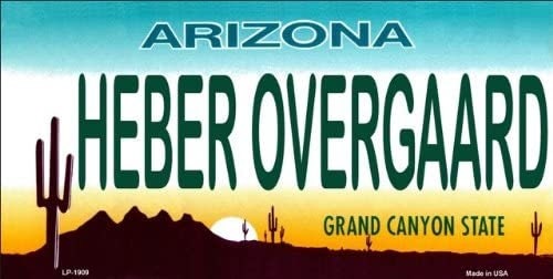 ARIZONA HEBER OVERGAARD State Background Metal License Plate Sign Novelty Vanity Craft Supply