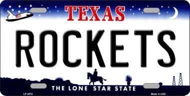 ROCKETS Texas State Background Metal License Plate Sign Novelty Vanity Basketball