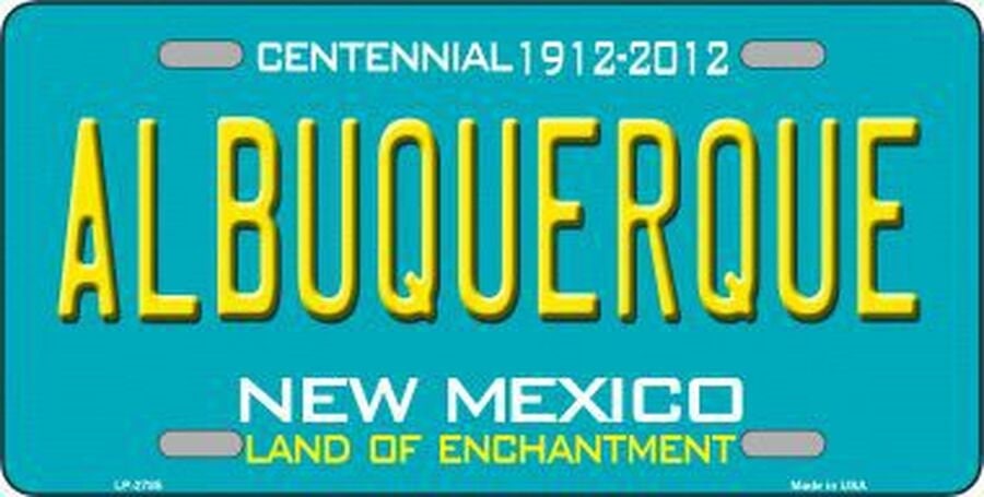 ALBUQUERQUE New Mexico State Background Metal License Plate Sign Novelty Vanity