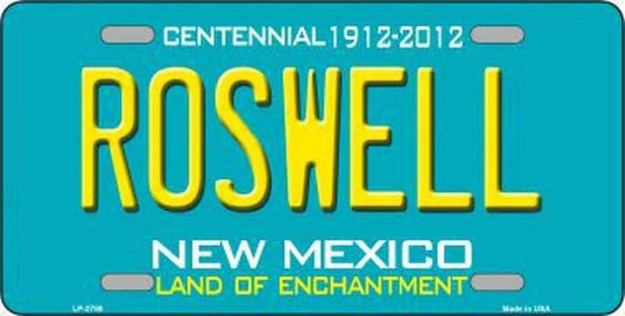 ROSWELL New Mexico State Background Metal License Plate Sign Novelty Vanity
