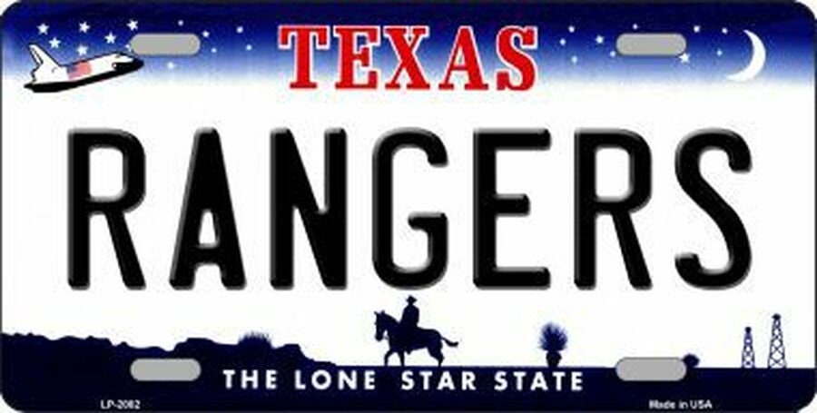 RANGERS Texas State Background Metal License Plate Sign Novelty Vanity Baseball Craft Supply