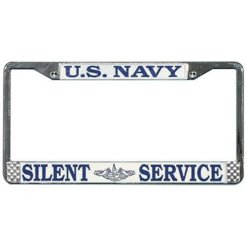 U.S. NAVY Silent Service Metal Chrome License Plate Frame - USN United States Navy Submarine Silent Service
