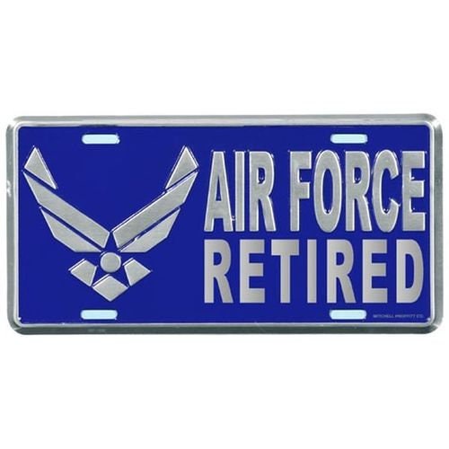 AIR FORCE RETIRED Metal License Plate - Military Vet Veteran - Usaf United States Air Force Retired Veteran