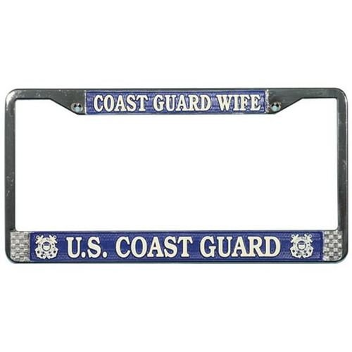 COAST GUARD WIFE Metal License Plate Frame - United States U.S. Coast Guard Uscg Craft Supply