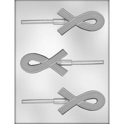 AWARENESS RIBBON Sucker Chocolate Candy Mold -- Breast Cancer Ribbon Lolly Lollipop