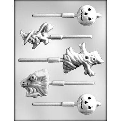 HALLOWEEN ASSORTMENT Sucker Chocolate Candy Mold -- Spooky Ghost Pumpkin Witch Craft Supply