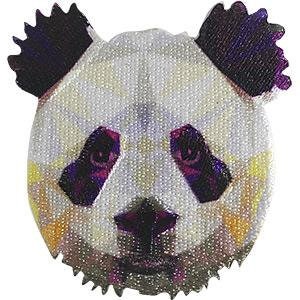 Geometric Panda Patch - Embroidered Patch Applique - Panda Bear Zoo Animal