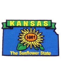 KANSAS State Map Embroidered Patch Applique - USA United States of America Patch