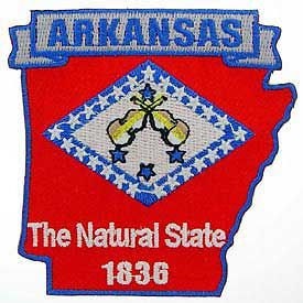 ARKANSAS State Map Embroidered Patch Applique - USA United States of America Patch