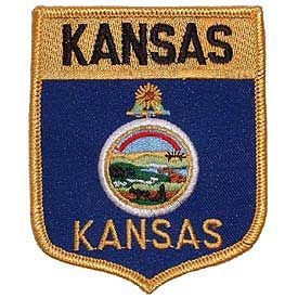 KANSAS State Shield Embroidered Patch Applique - USA United States of America Patch