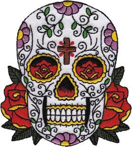 CANDY SKULL With Cross Patch - Skulls Embroidered Patch Applique