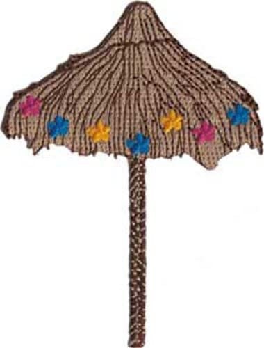 Palapa Hawaii Tiki Patch - Embroidered Patch Applique Thatch Hawaiian Craft Supply