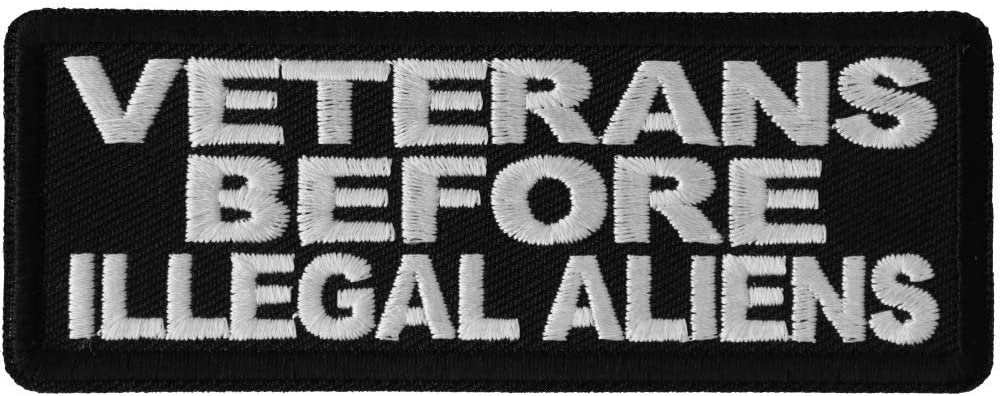 Veterans Before Illegal Aliens Patch - Military Vets Embroidered Patch Appliqué