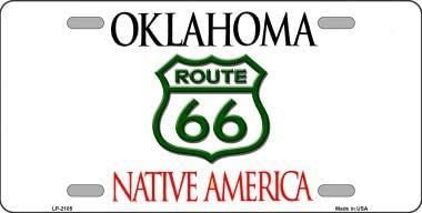 ROUTE 66 Oklahoma State Background Metal License Plate Sign Novelty Vanity Craft Supply